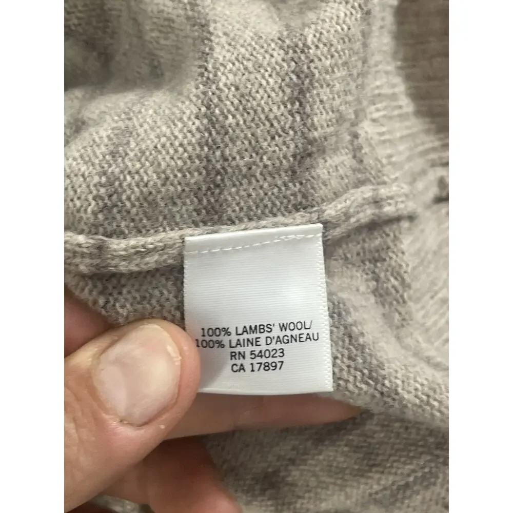 Banana Republic Sweater Mens 2XL Beige Striped 1/4 Zip 100% Wool Pullover N220